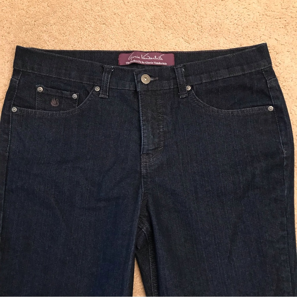 Gloria Vanderbilt Dark Blue Denim Jeans Womens Size 12 SHORT Mid Rise Gabby - Picture 2 of 12